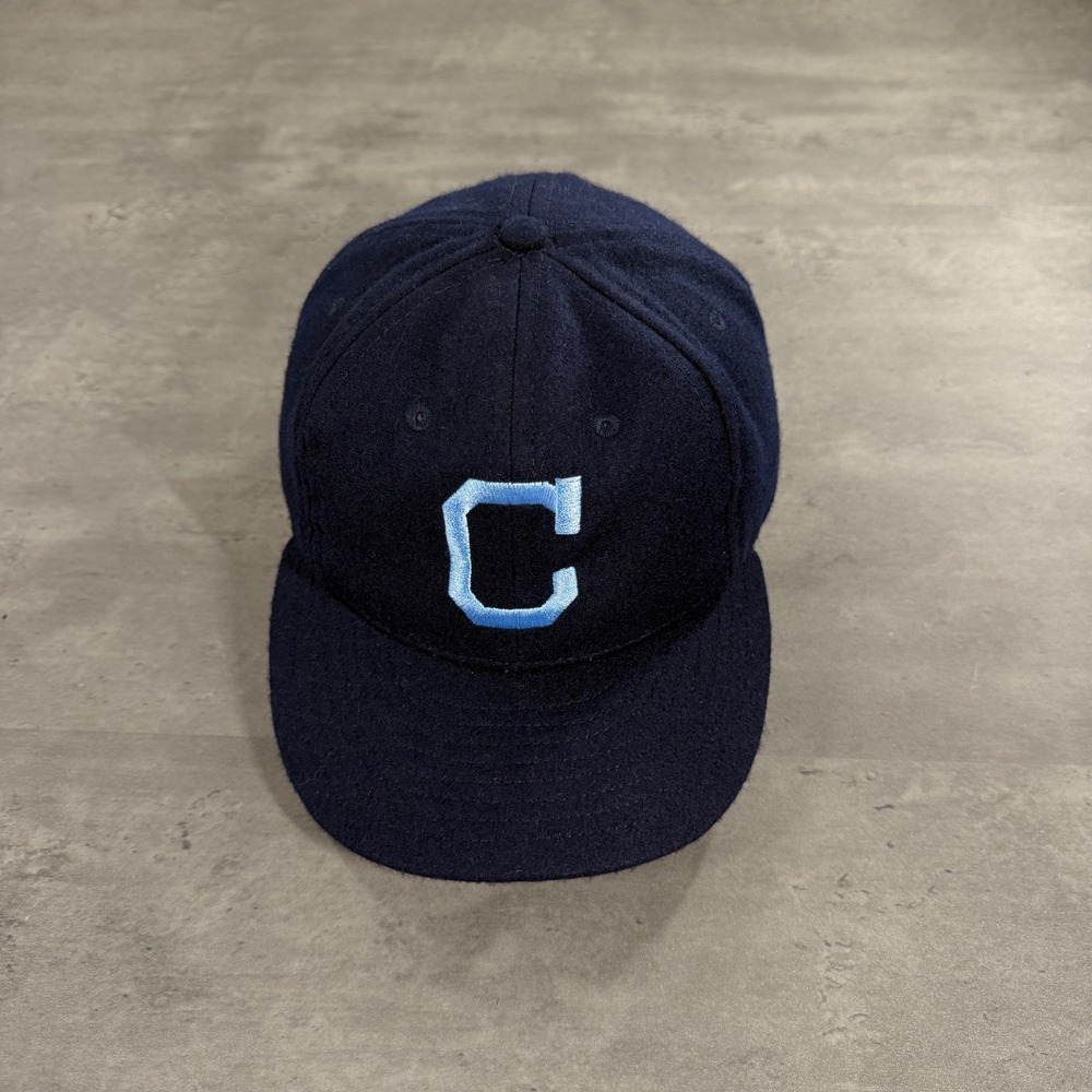 Vintage Columbia University Ebbets Field Flannel Hat 7 7/8 Navy Blue Wool C Logo